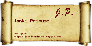 Janki Primusz névjegykártya